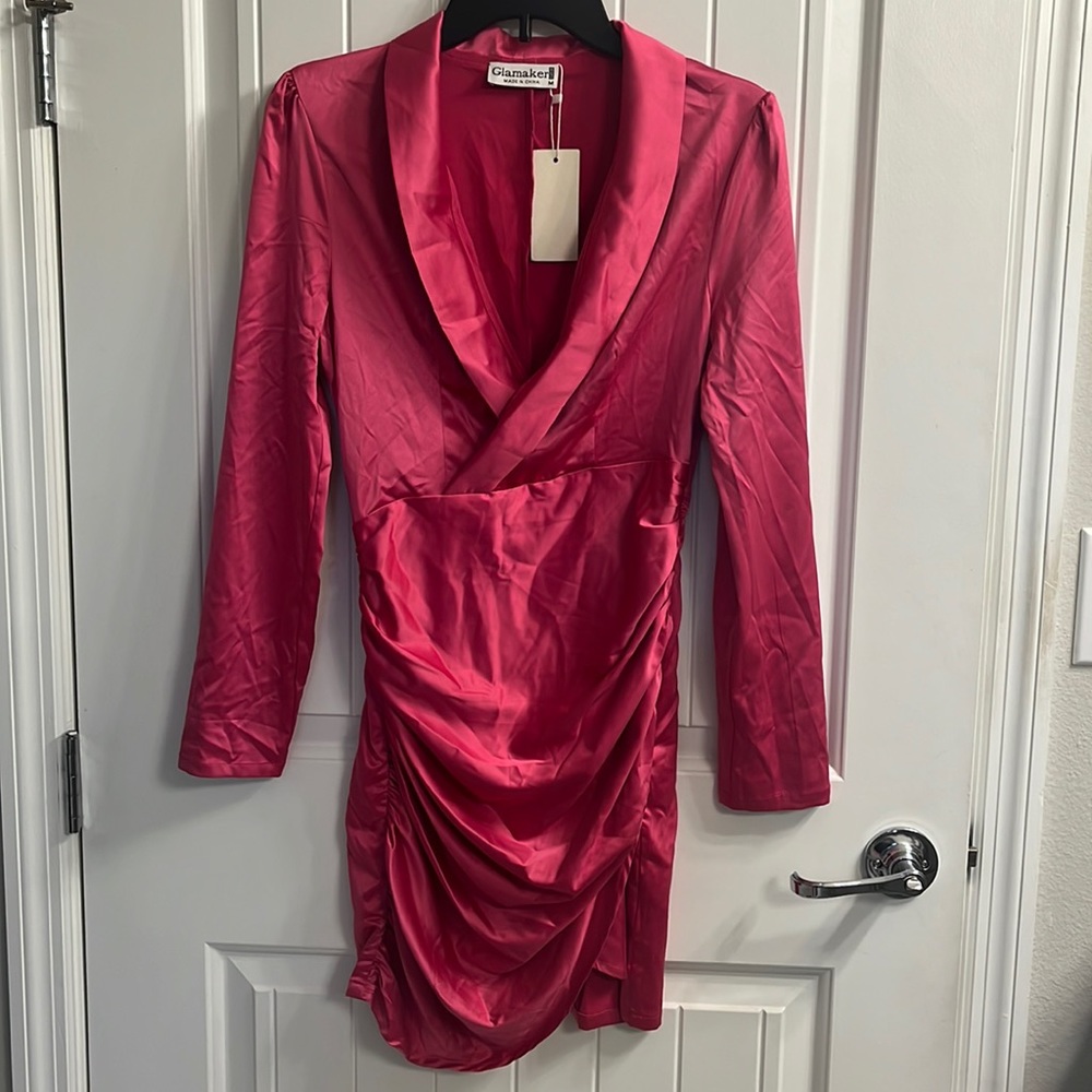 Pink long sleeve cocktail dress